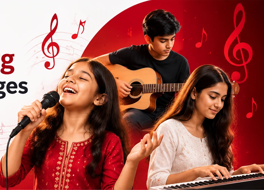 Students singing and playing music